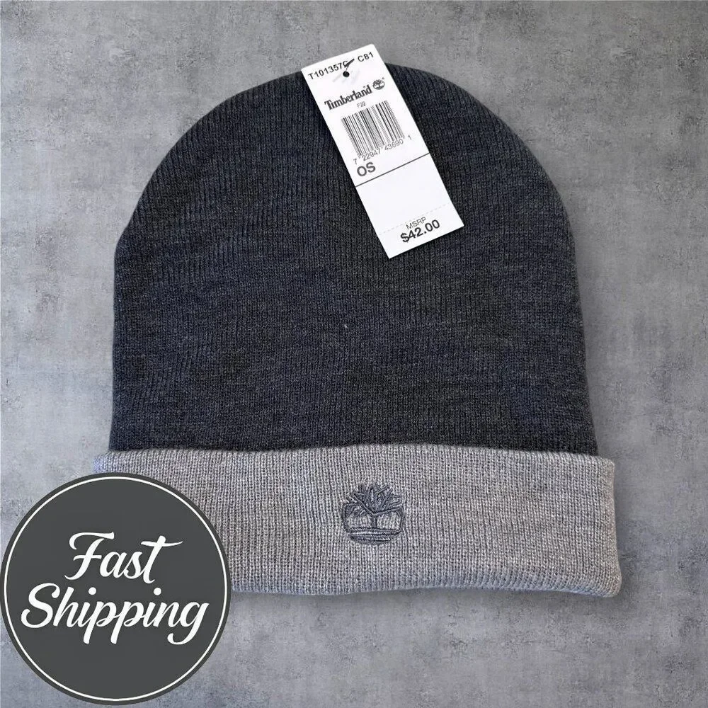 *NWT* TIMBERLAND Beanie Hat CHARCOAL GRAY ONE SIZE